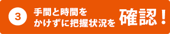 3.手間と時間を かけずに把握状況を確認!